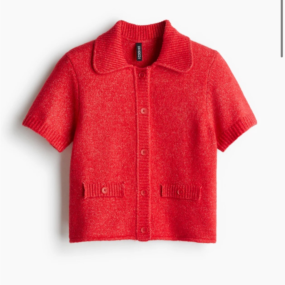 H&M Red Short Sleeve Cardigan